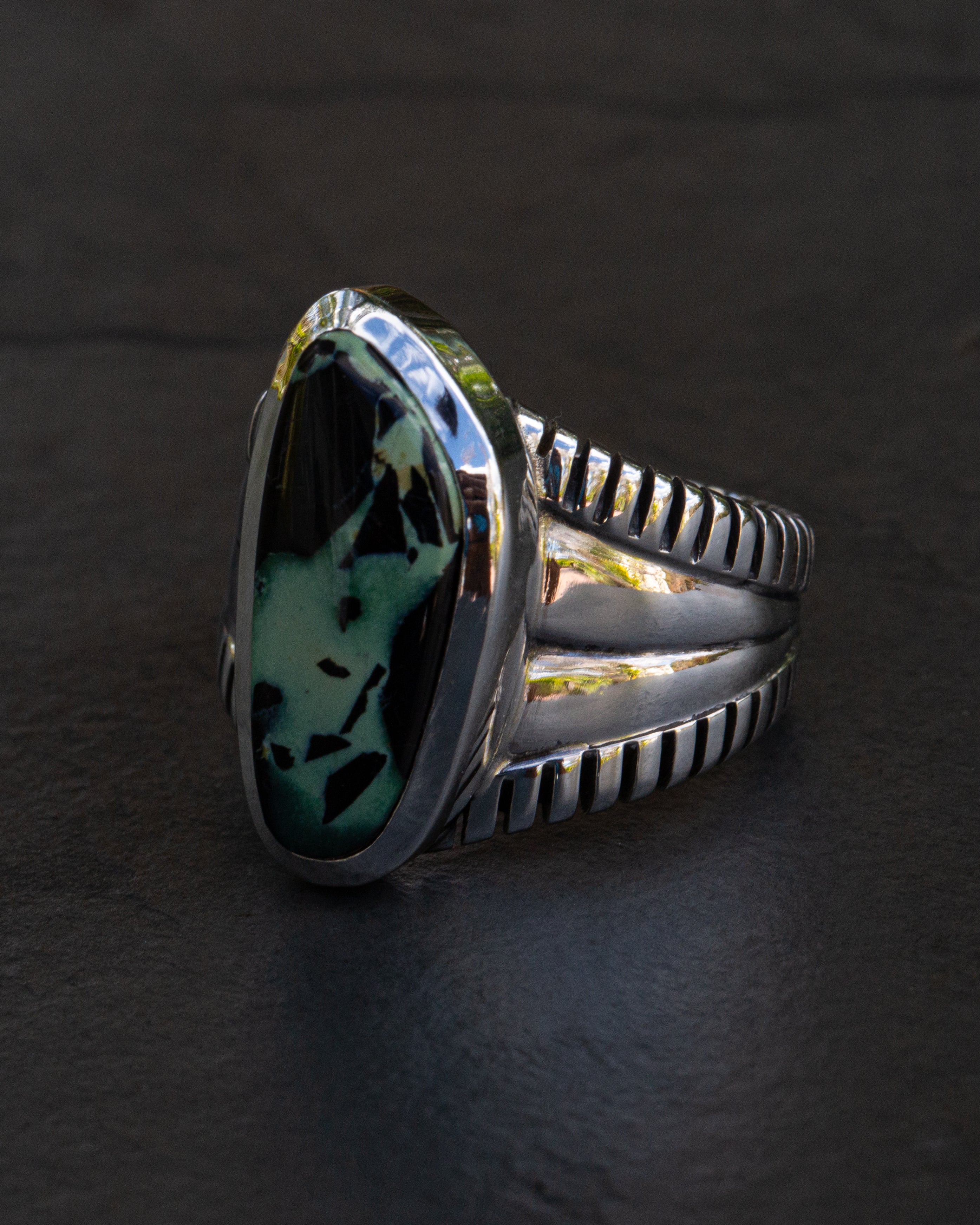 Size 11.5 High Grade San Pedro Variscite Statement Ring