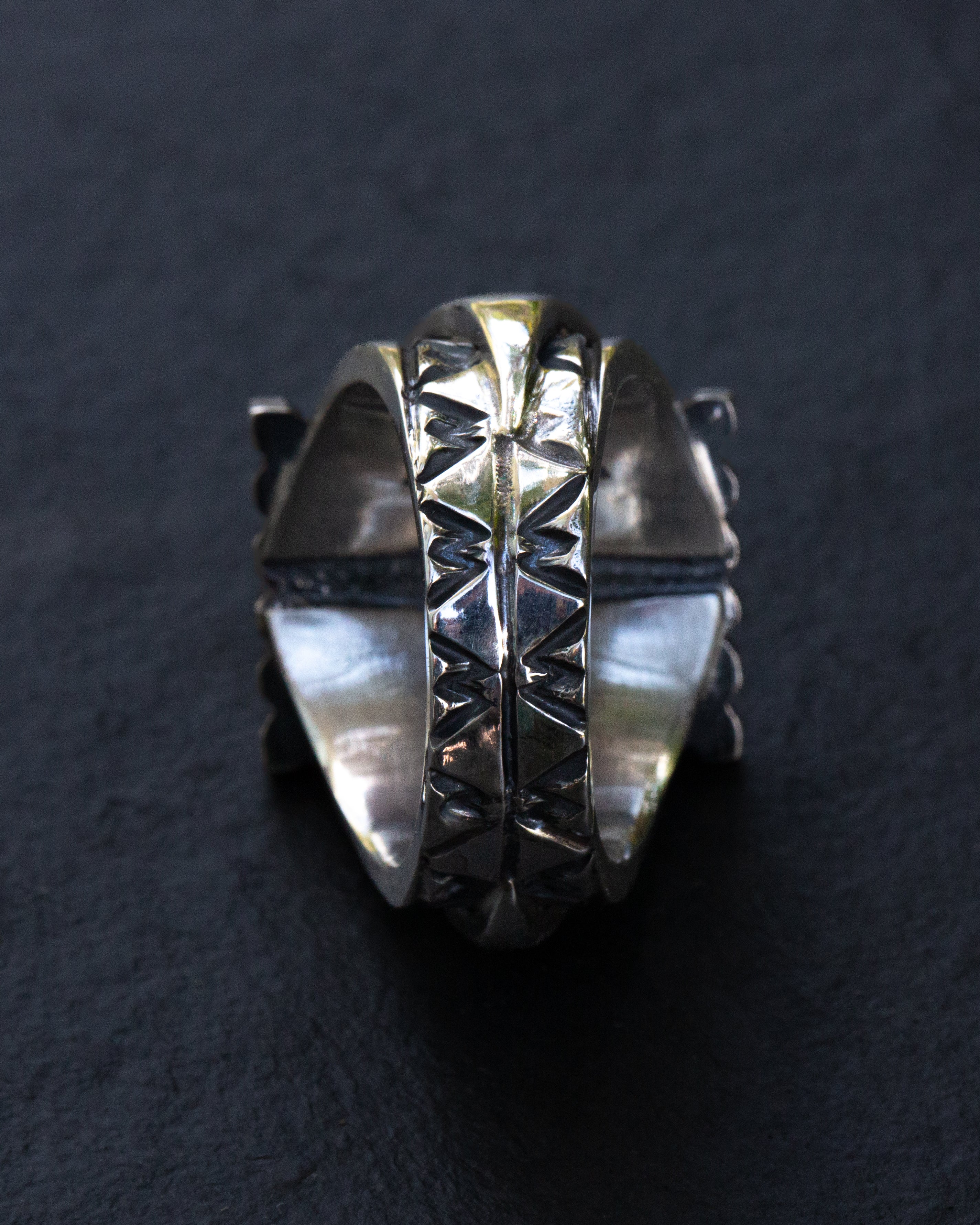 Heavy Duty Size 10 Stamped Morenci Turquoise Ring