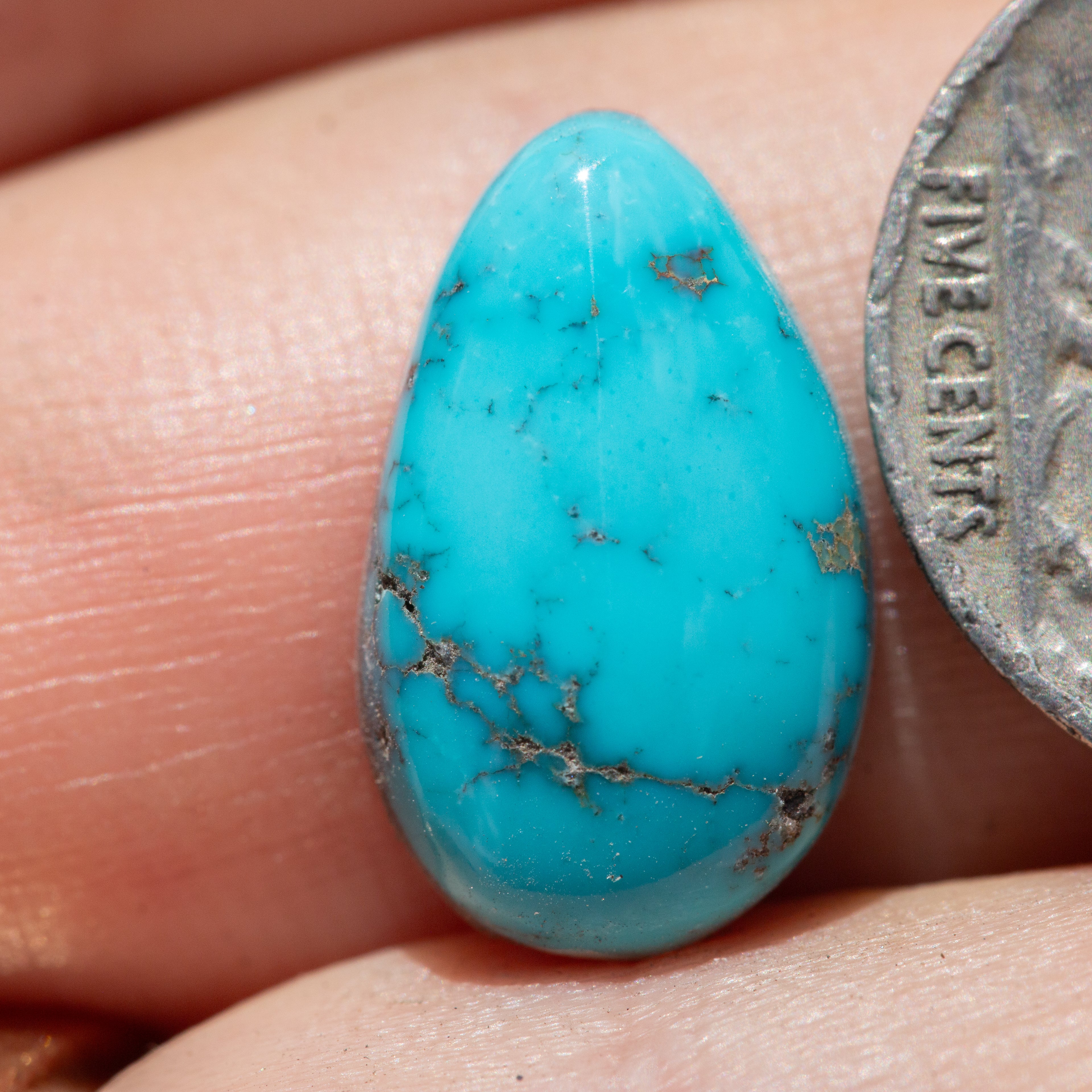 Teardrop Shaped Natural Candelaria Hills Turquoise Cabochon