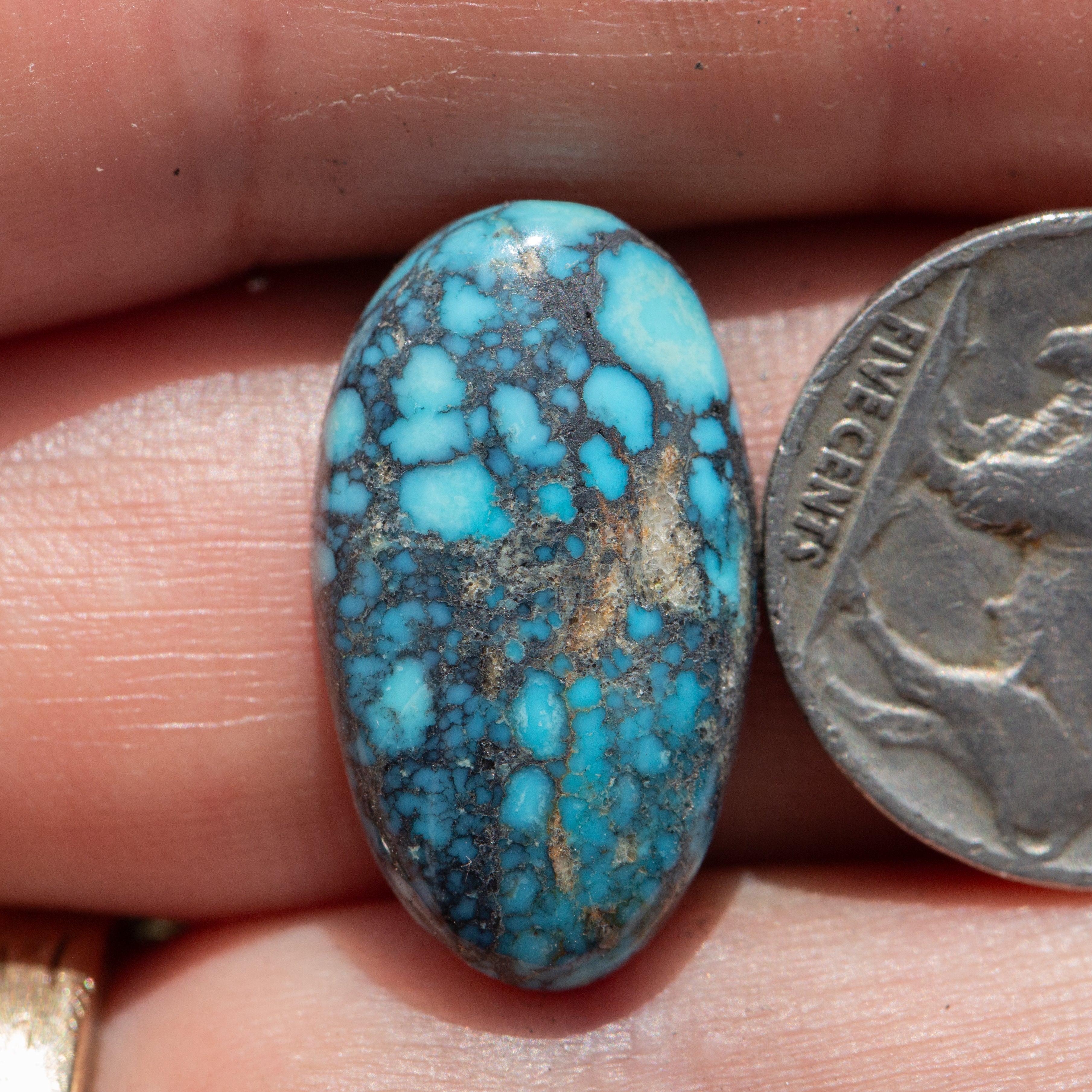 Oval Shaped Natural High Grade Apache Blue Turquoise Cabochon