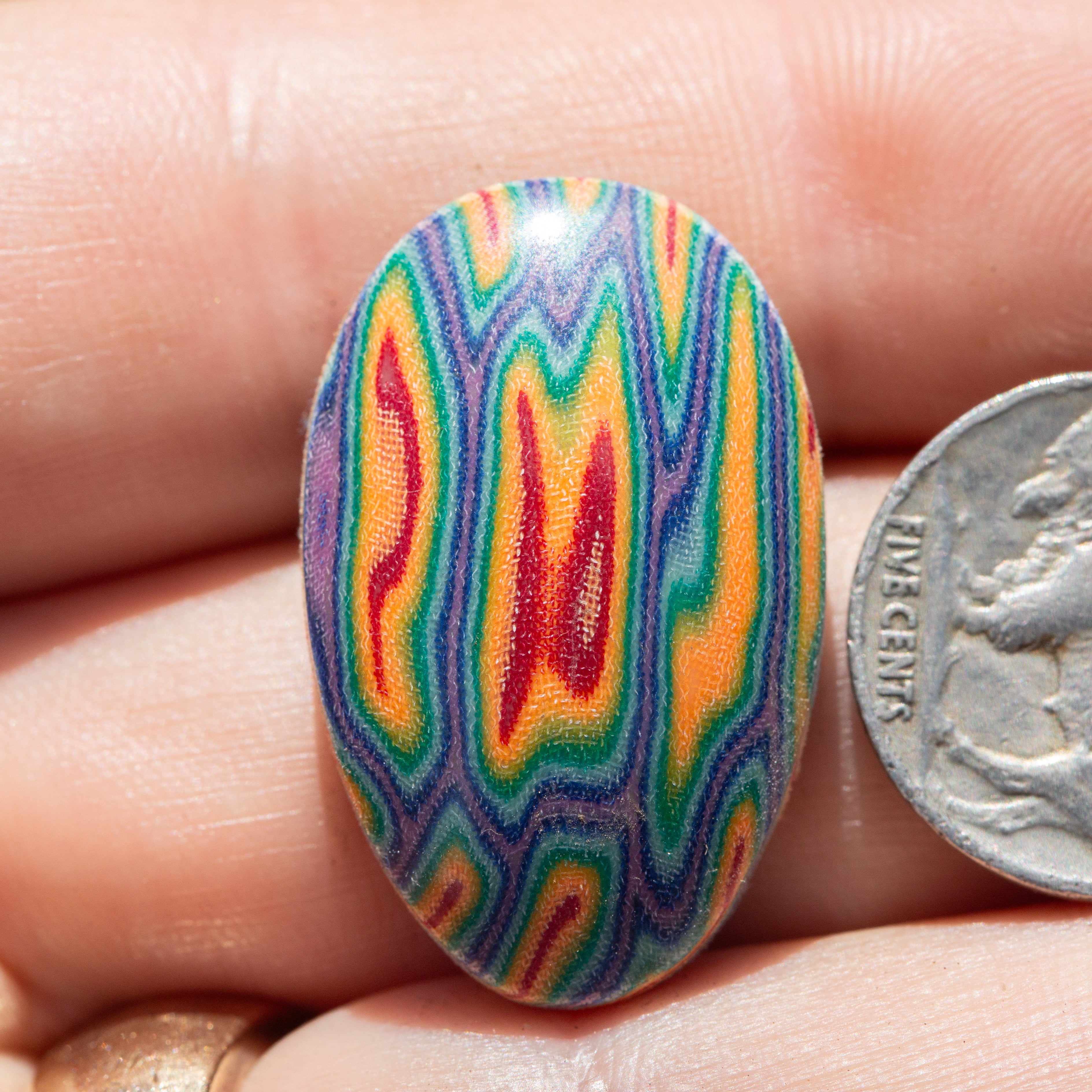 Large Pear Shaped Polychromatic Micarta Cabochon