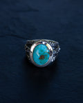 Size 6.5 Heavy Sterling Silver Royston Turquoise Stunner with Smooth Bezel