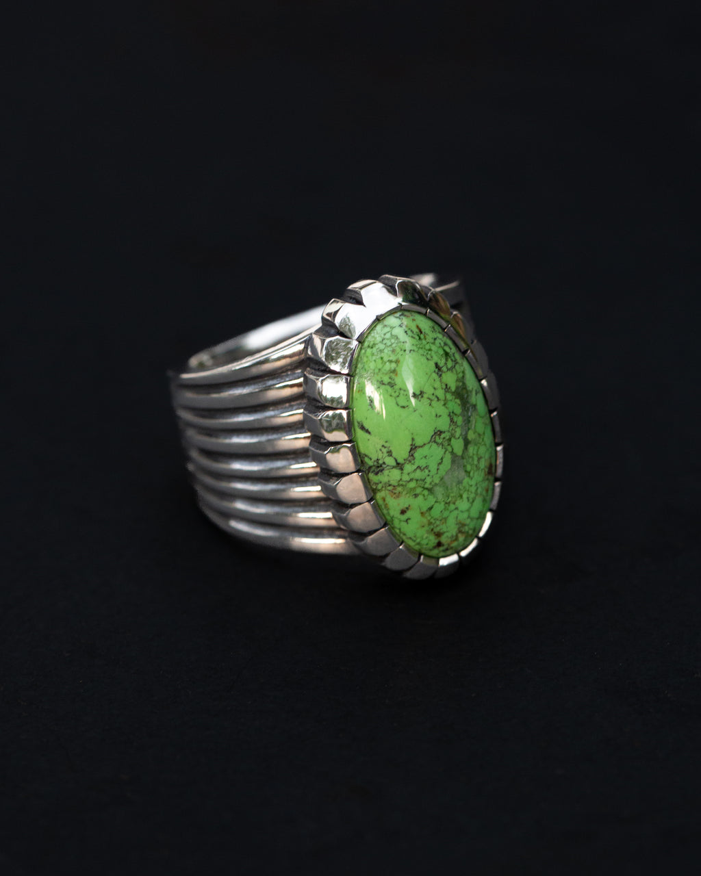 Size 10 1/2 Fish Tail Design Hand Chased Statement Ring