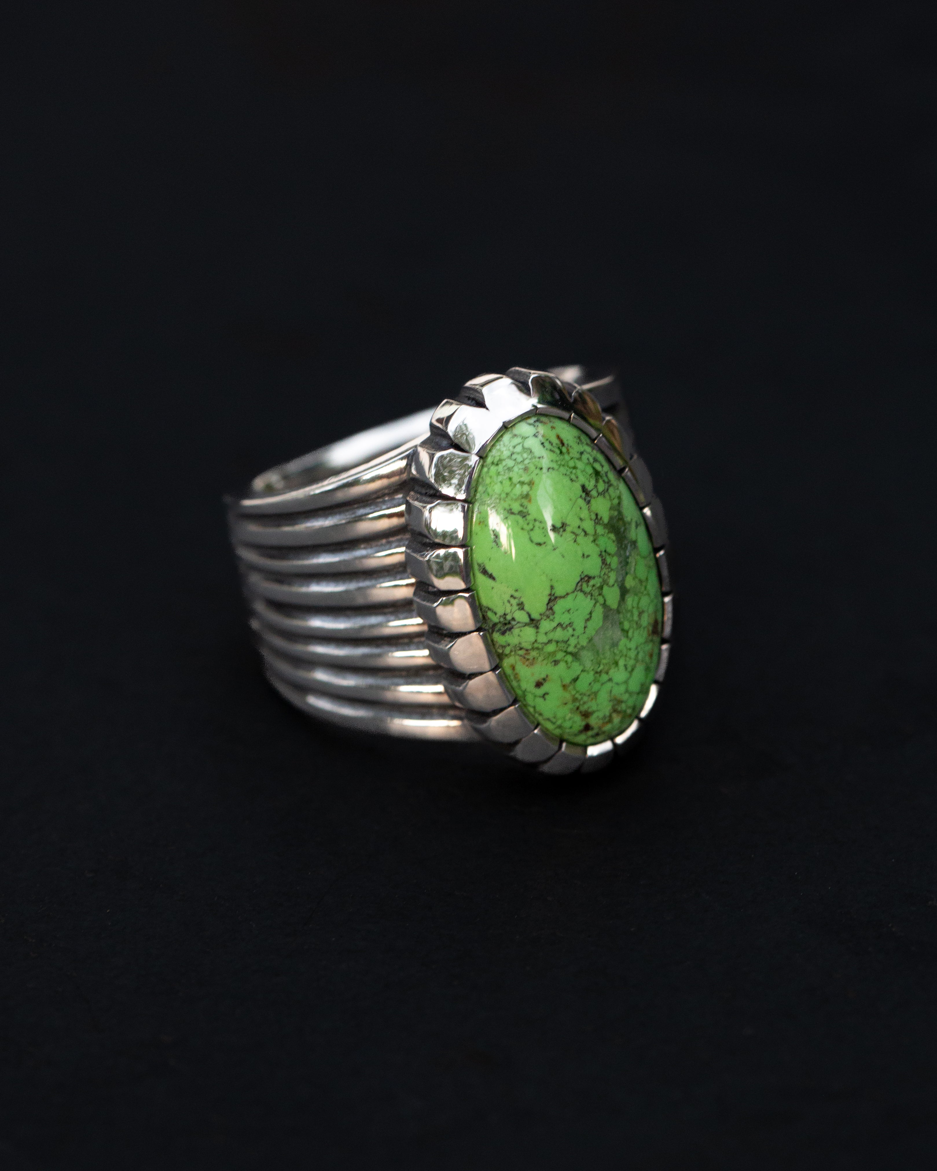 Size 10 1/2 Fish Tail Design Hand Chased Statement Ring