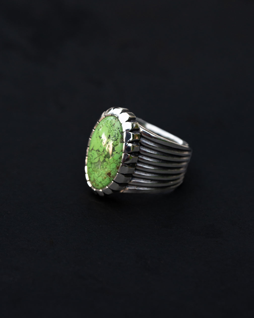 Size 10 1/2 Fish Tail Design Hand Chased Statement Ring