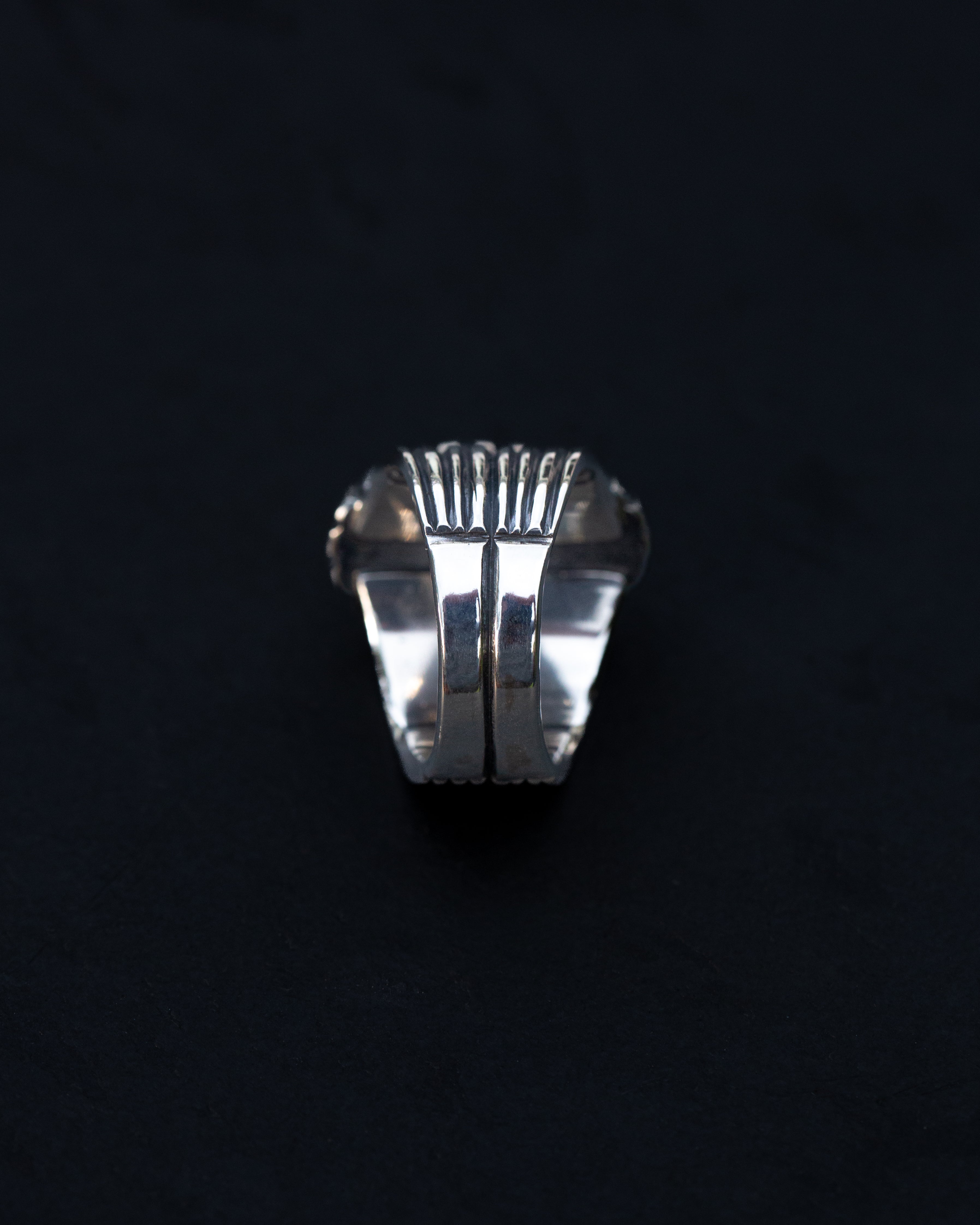 Size 10 1/2 Fish Tail Design Hand Chased Statement Ring