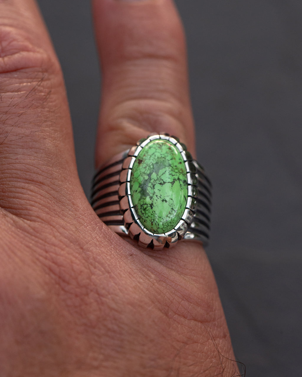 Size 10 1/2 Fish Tail Design Hand Chased Statement Ring
