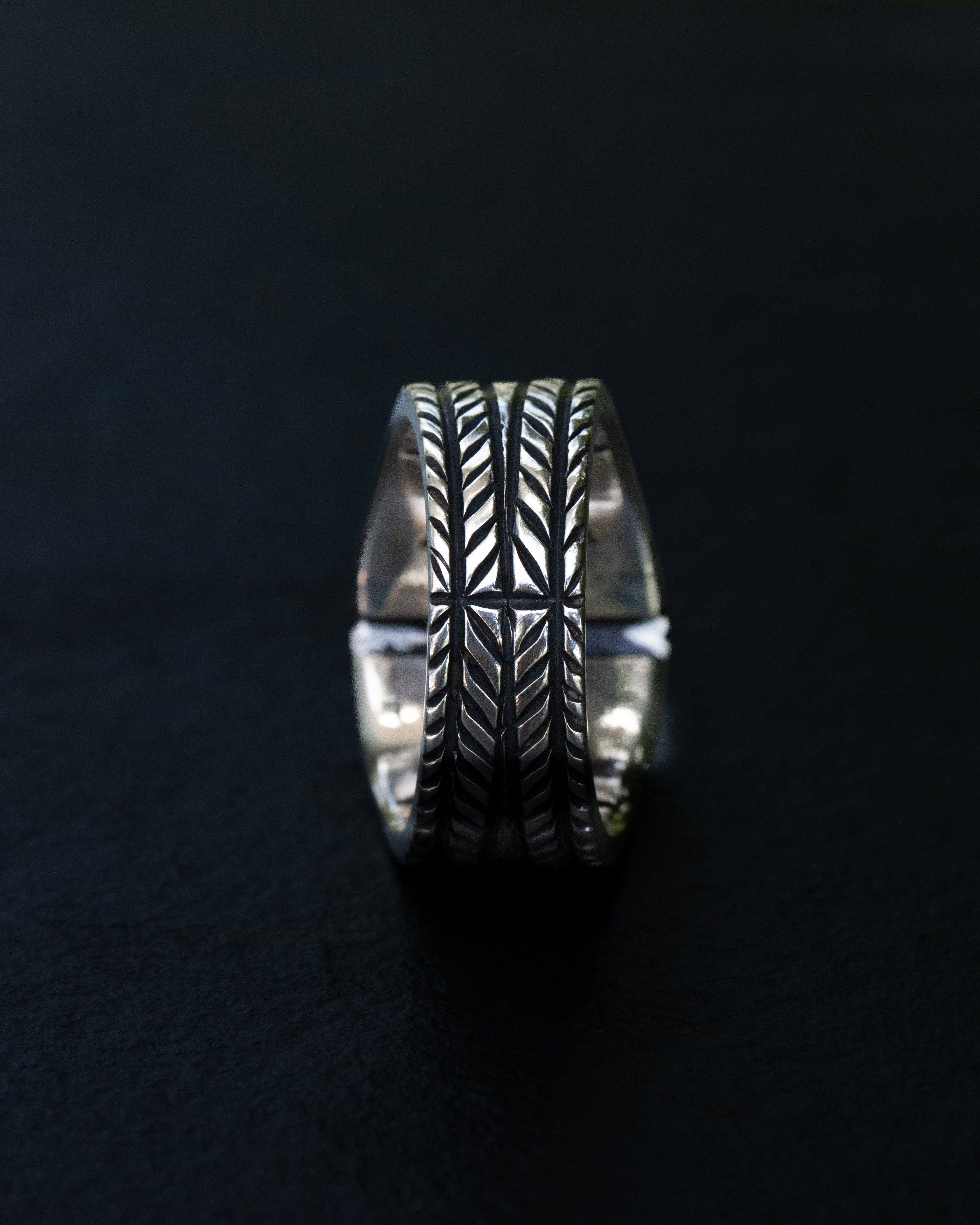 Size 11 Dry Creek Turquoise Chased Stamped and Chiseled Statement Ring With Claw Castellated Bezel