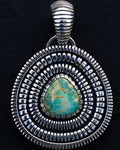 Heirloom Basket Weave Pattern Royston Turquoise Statement Pendant