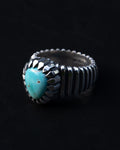 Size 7 3/4 Dry Creek Turquoise Hand Sculpted Cocktail Ring w/ Picketed Chisel Style Castellated Bezel