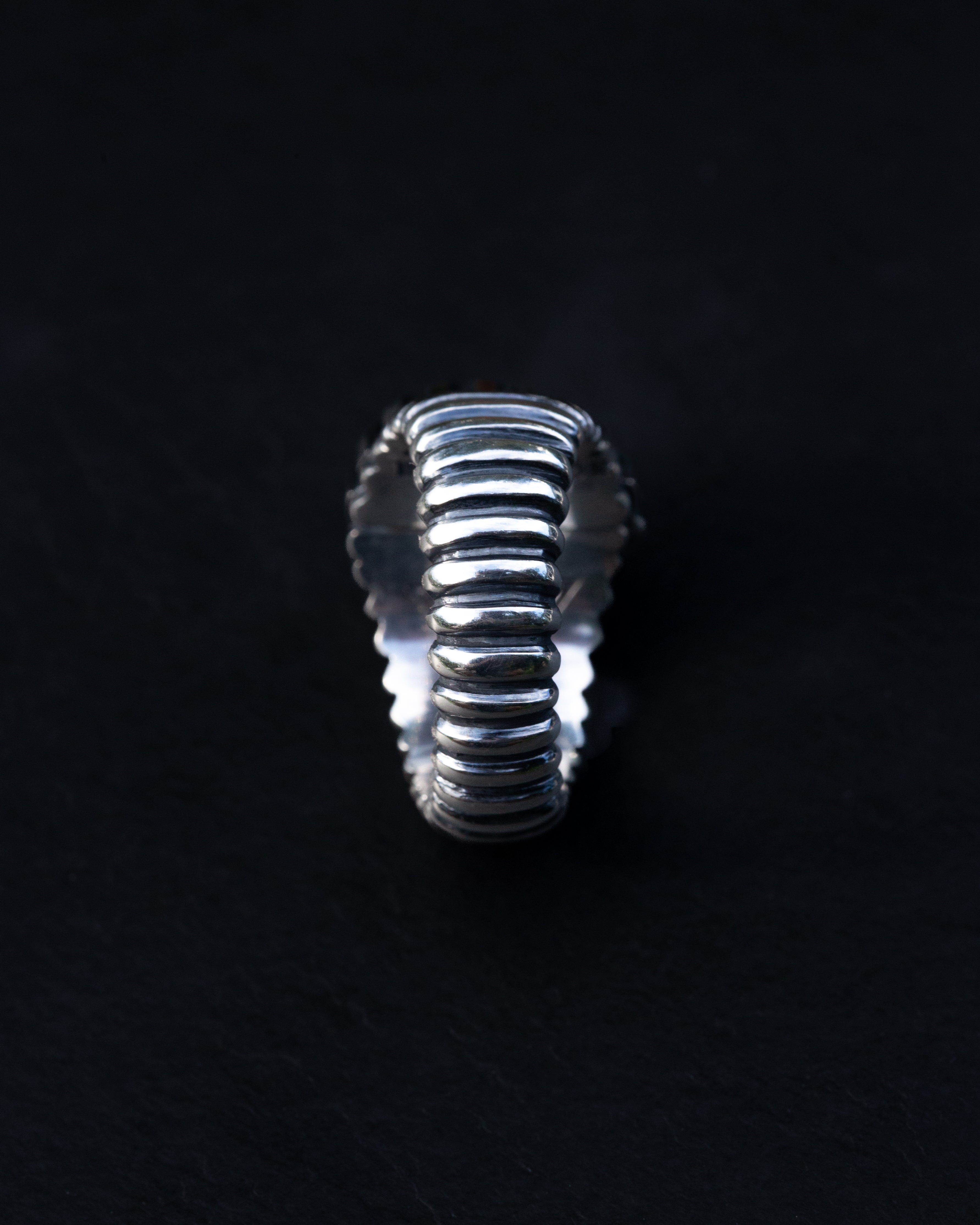 Size 7 3/4 Dry Creek Turquoise Hand Sculpted Cocktail Ring w/ Picketed Chisel Style Castellated Bezel