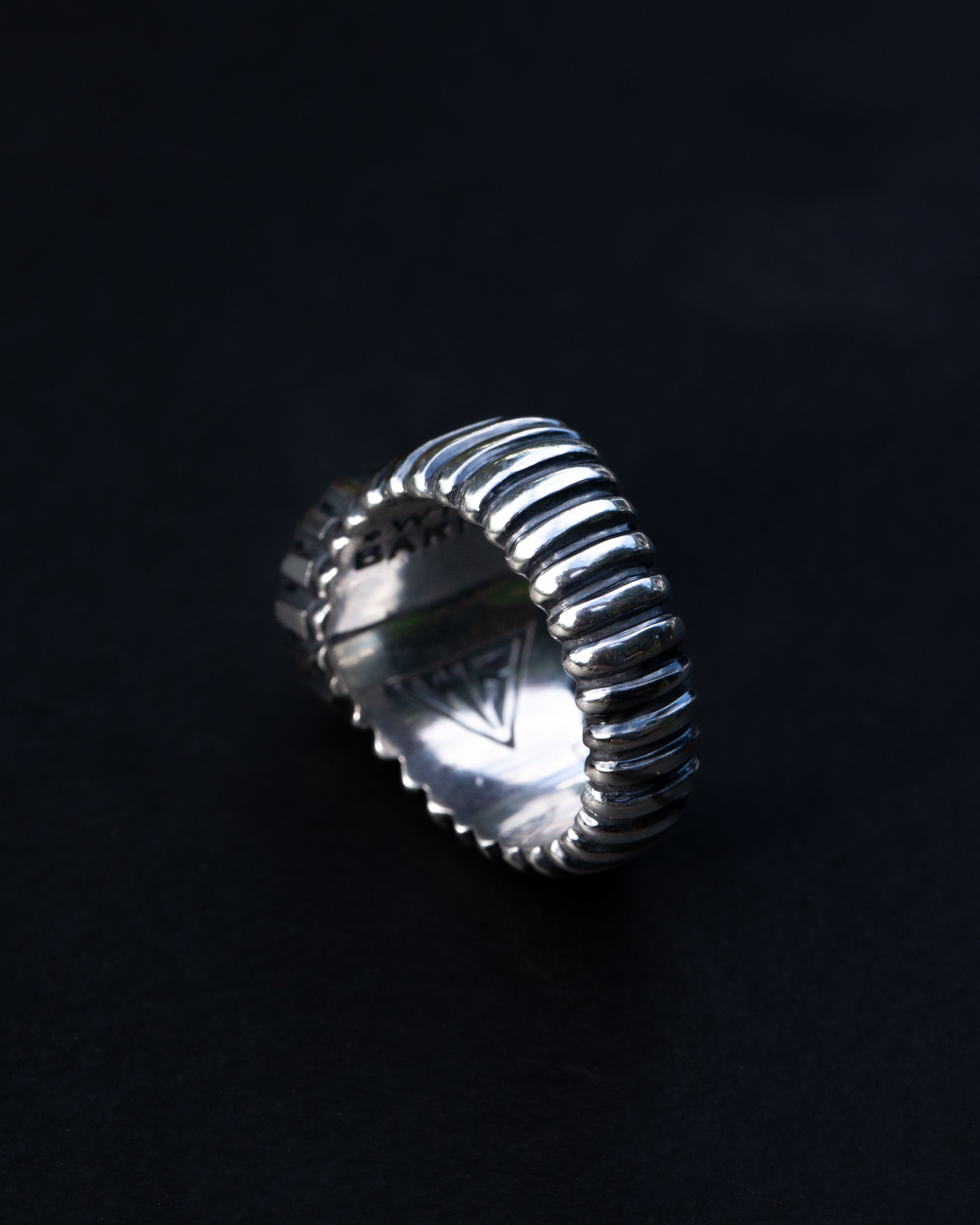 Size 7 3/4 Dry Creek Turquoise Hand Sculpted Cocktail Ring w/ Picketed Chisel Style Castellated Bezel