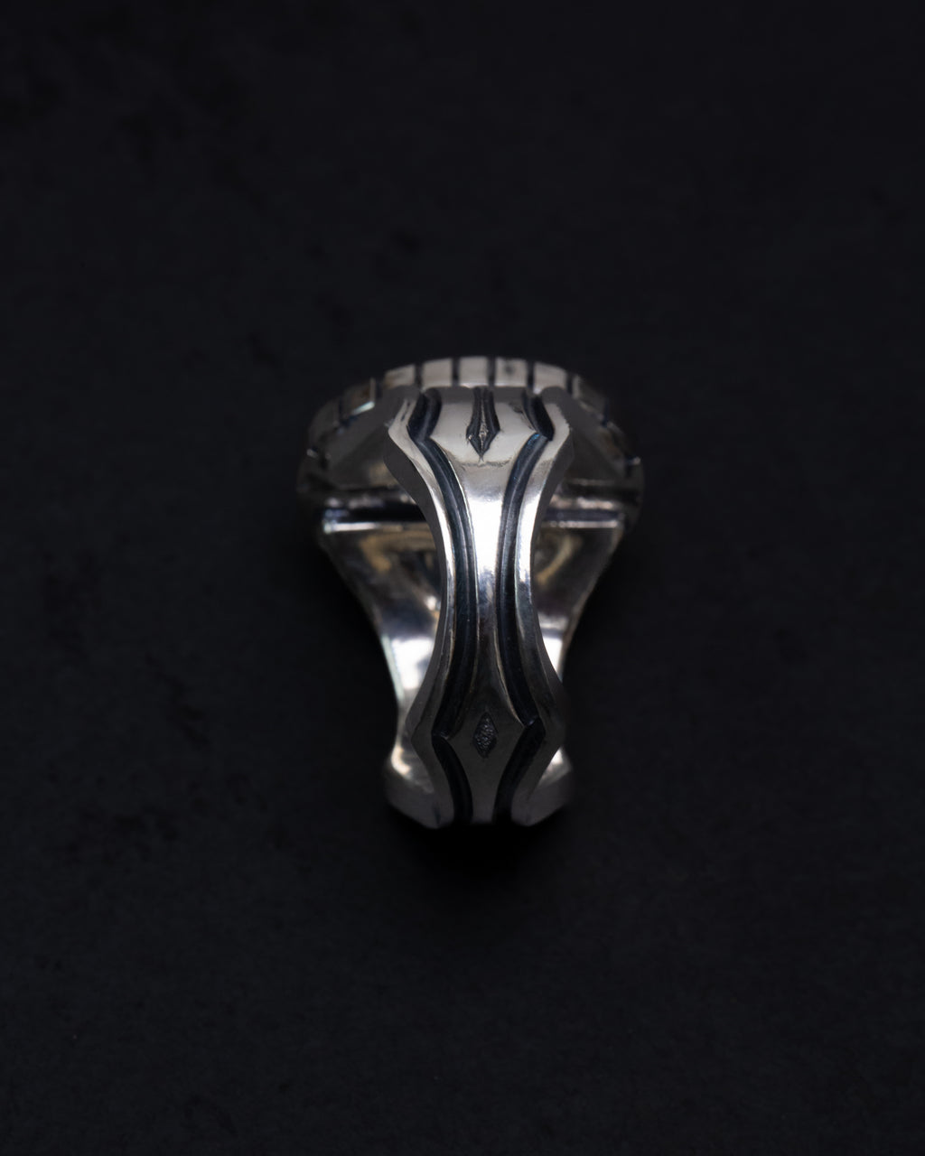 Size 11.5 Maw Sit Sit Sterling Silver Ring w/ Picket Style Castellated Bezel