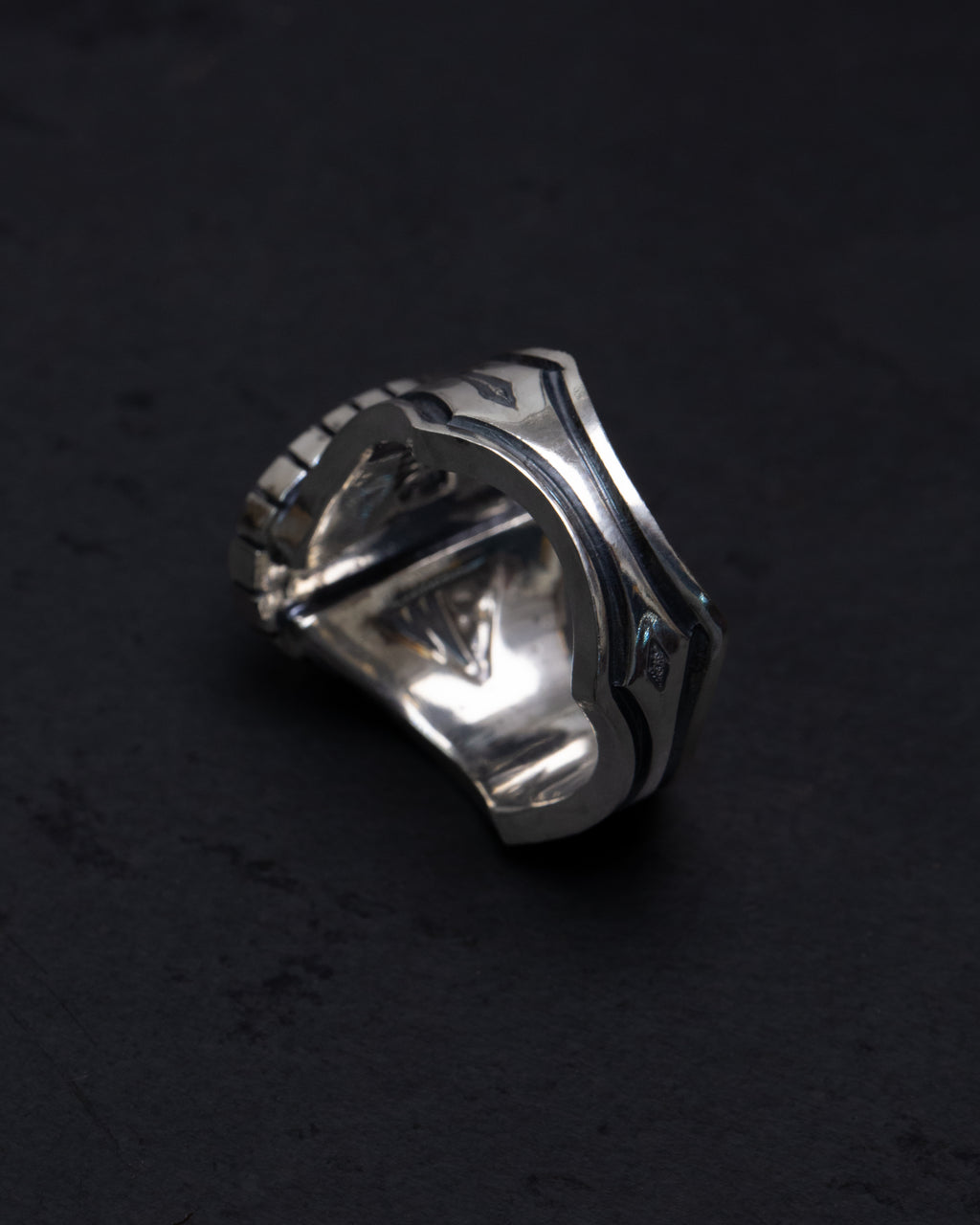Size 11.5 Maw Sit Sit Sterling Silver Ring w/ Picket Style Castellated Bezel