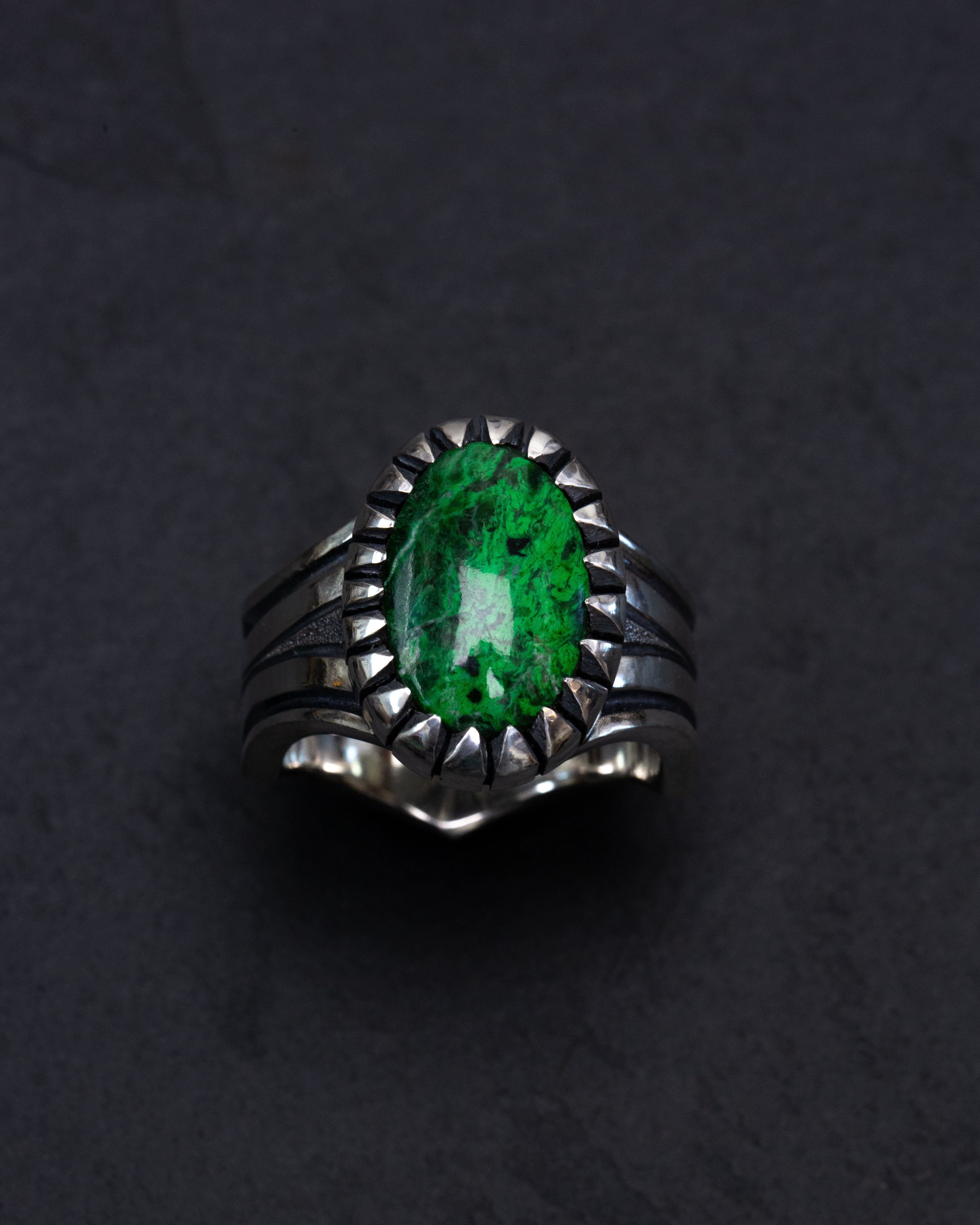 Size 11.5 Maw Sit Sit Sterling Silver Ring w/ Picket Style Castellated Bezel