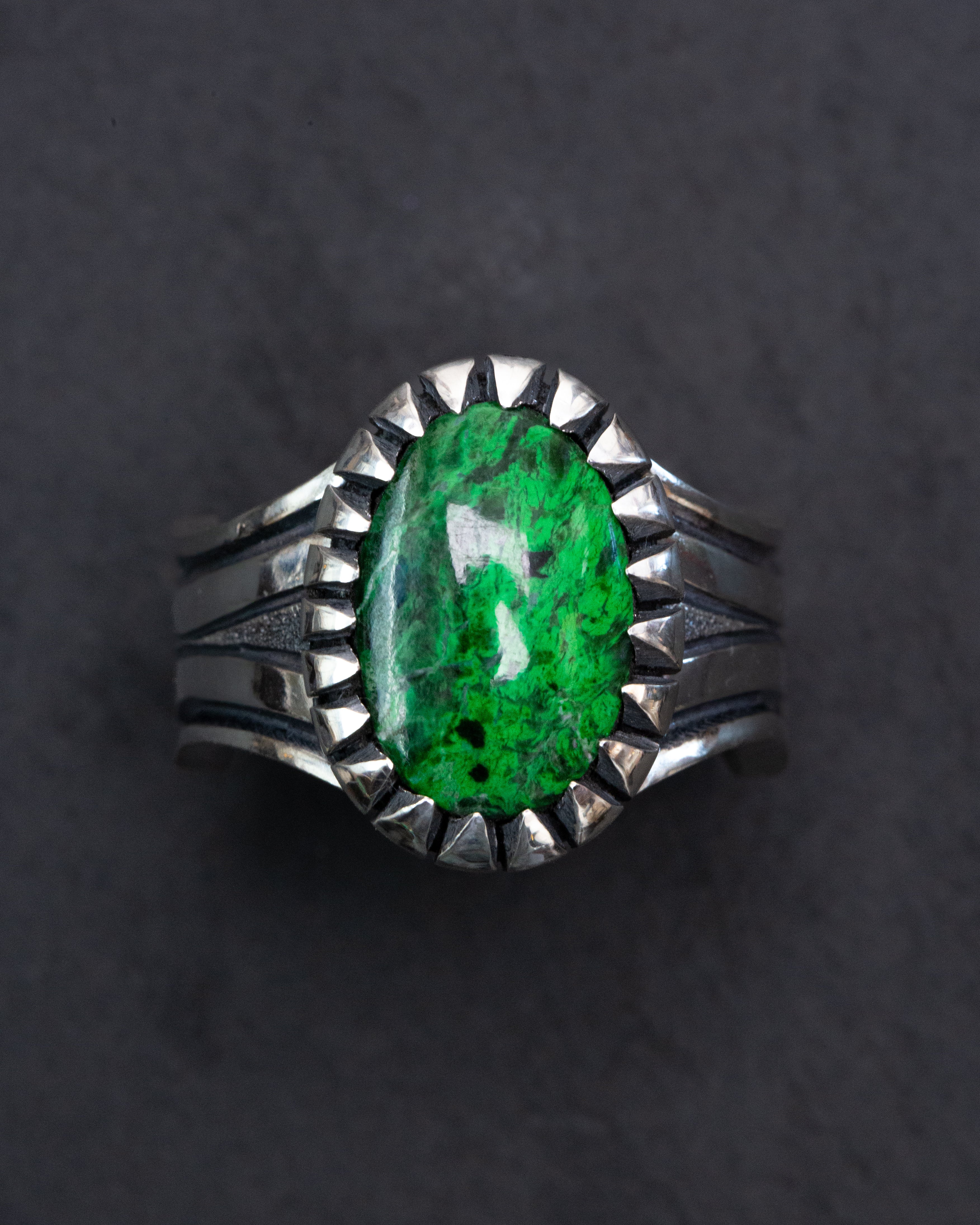 Size 11.5 Maw Sit Sit Sterling Silver Ring w/ Picket Style Castellated Bezel