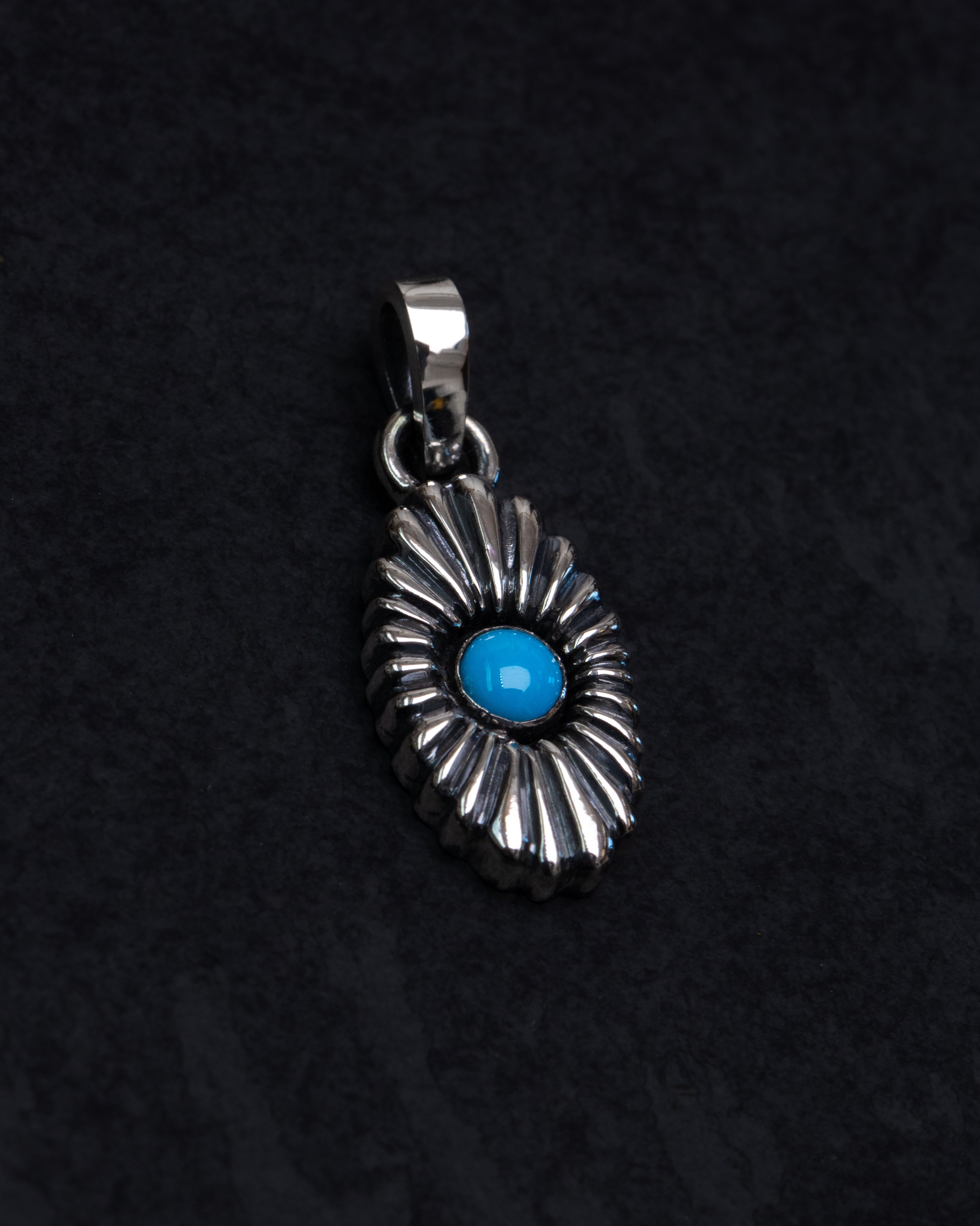 Gorgeous Hand Sculpted Sterling Silver Sleeping Beauty Turquoise Pendant