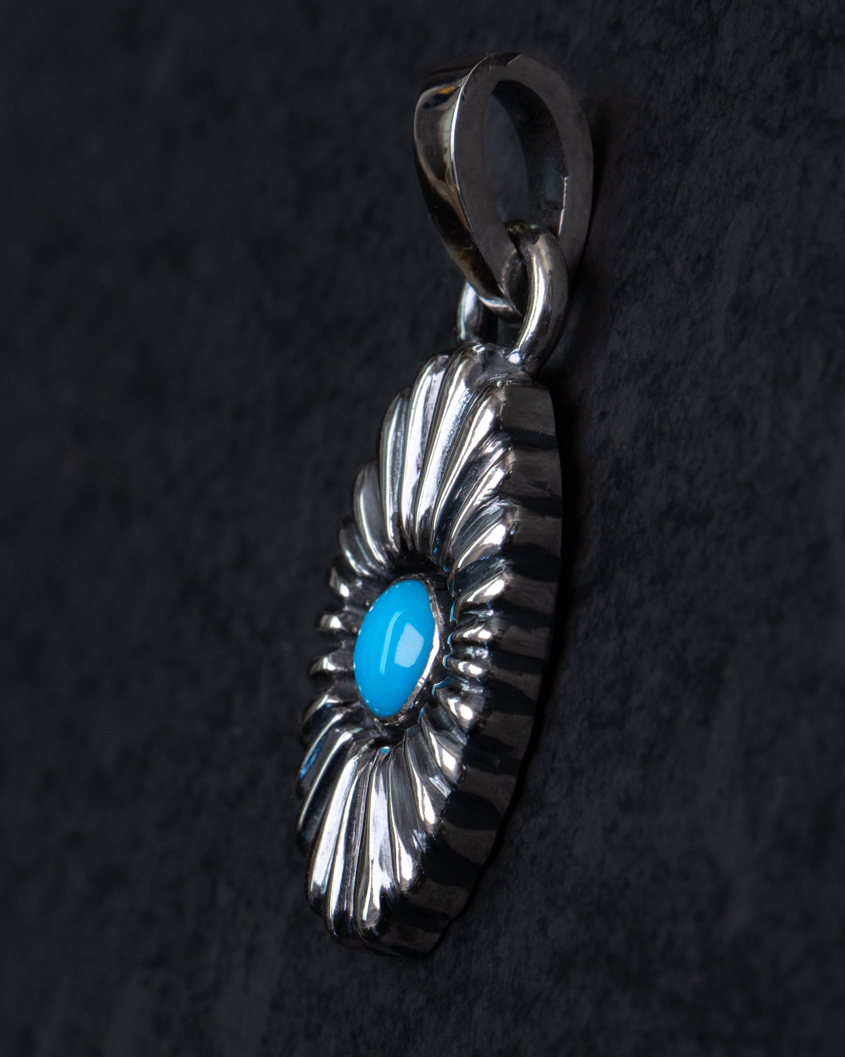 Gorgeous Hand Sculpted Sterling Silver Sleeping Beauty Turquoise Pendant