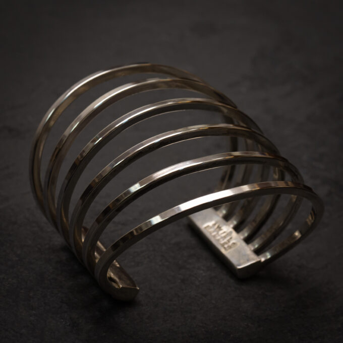 Size 5 3/4 Six Banded Slinky Cuff in Sterling Silver