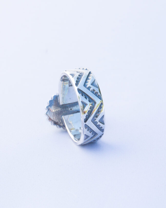 Size 8 Mountains and Valleys Continuous Patterned Egyptian Turquoise Ring