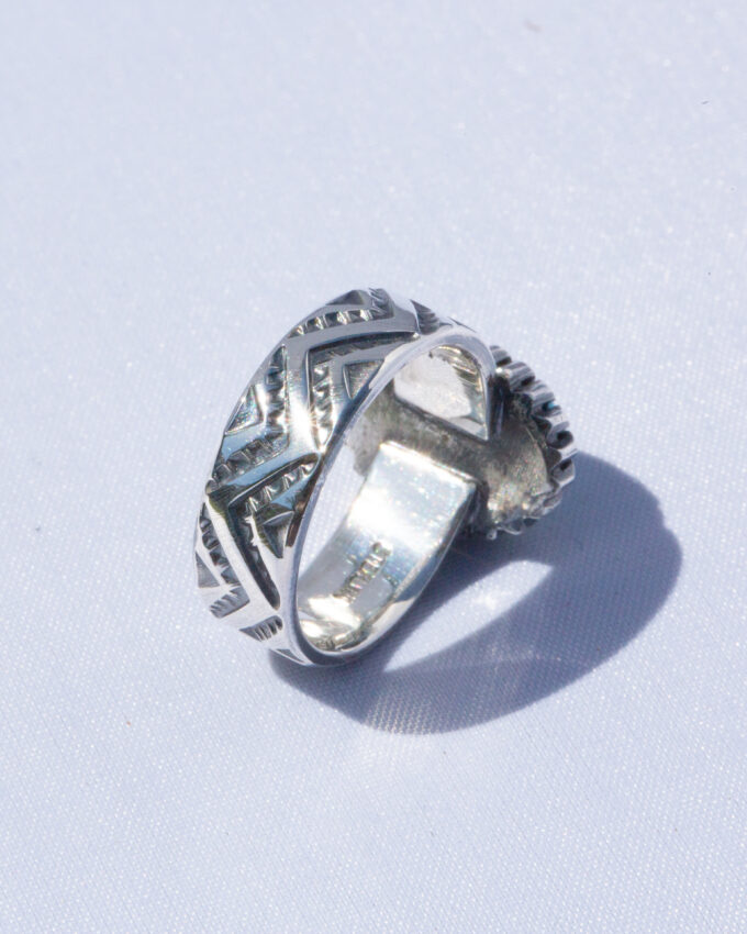 Size 8 Mountains and Valleys Continuous Patterned Egyptian Turquoise Ring
